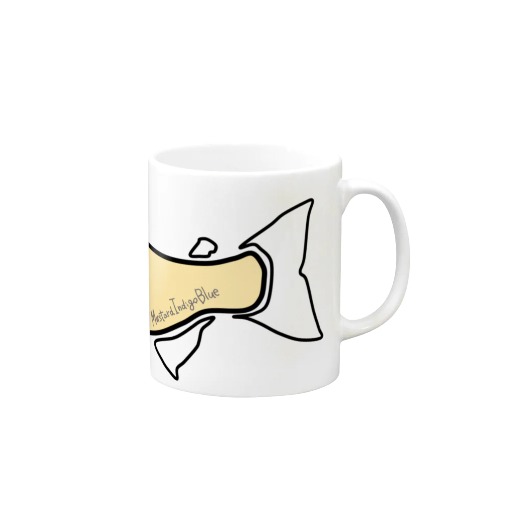 Mustard_Indigo_Blueのサーモン×レッドヘッド Mug :right side of the handle
