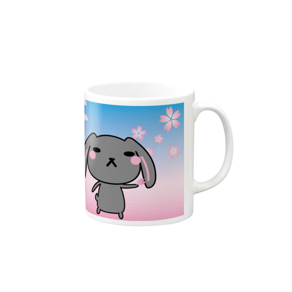 MST@twins lapin うさまろ ぴかまろのうさまろさん桜とまったり Mug :right side of the handle