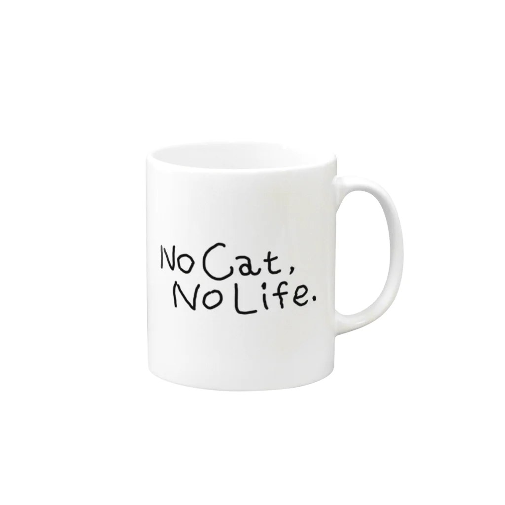 TomoshibiのNo Cat, No Life.  抱っこ猫 マグカップの取っ手の右面