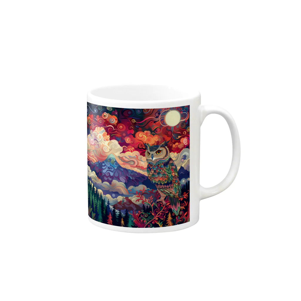 chinita_kakarのミミズクシリーズ２ Mug :right side of the handle