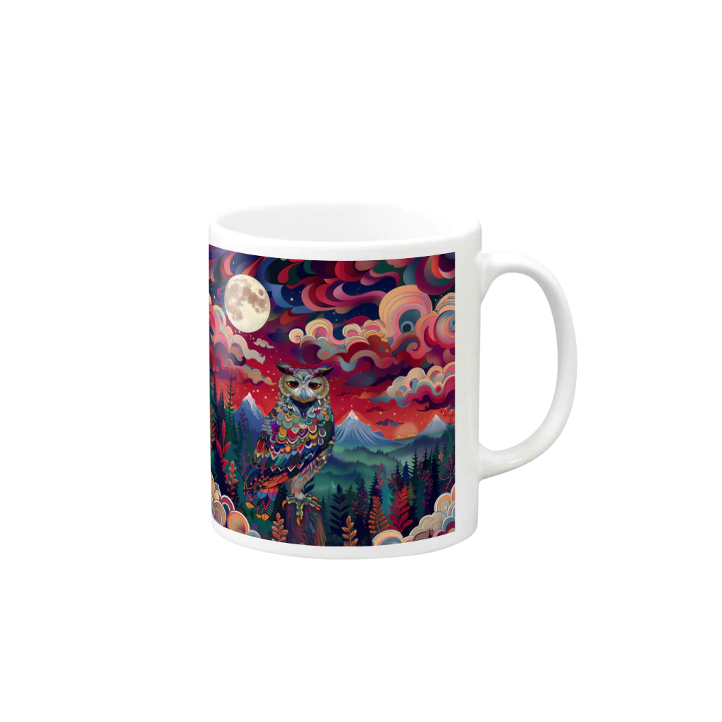 chinita_kakarのミミズクシリーズ４ Mug :right side of the handle