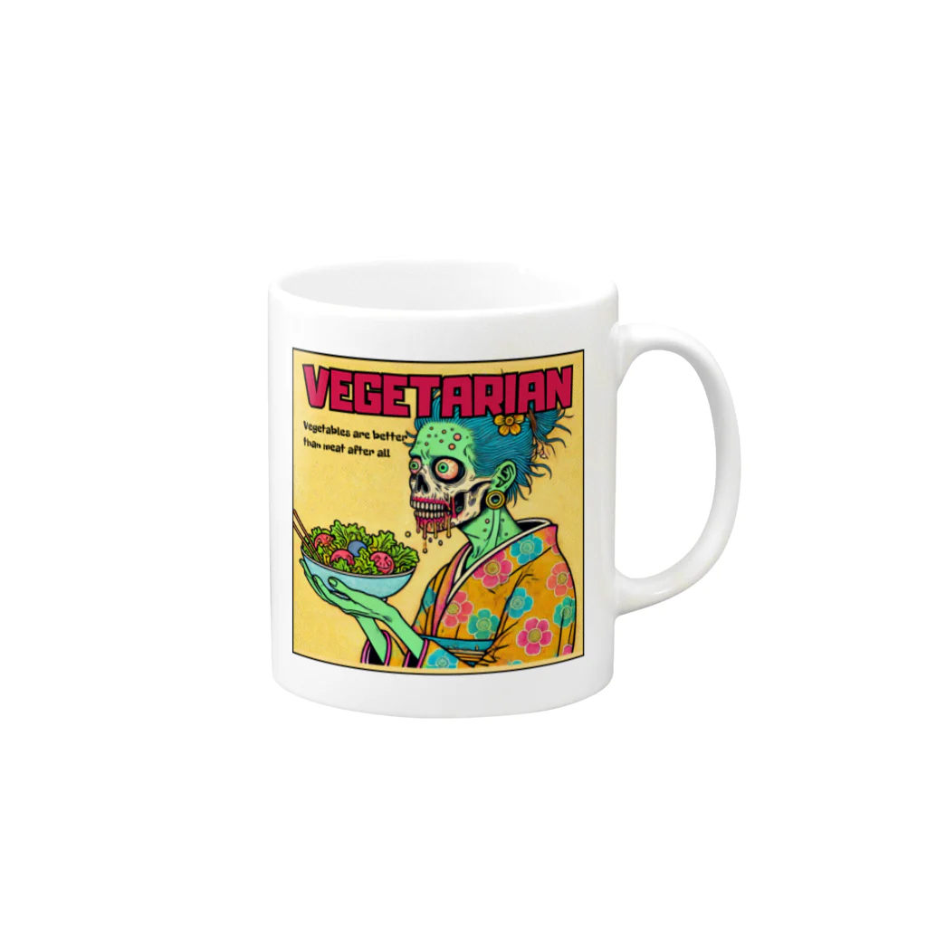 UKIYO-E_POP_by_convert_worksのZOMBIE_VEGETARIAN Mug :right side of the handle