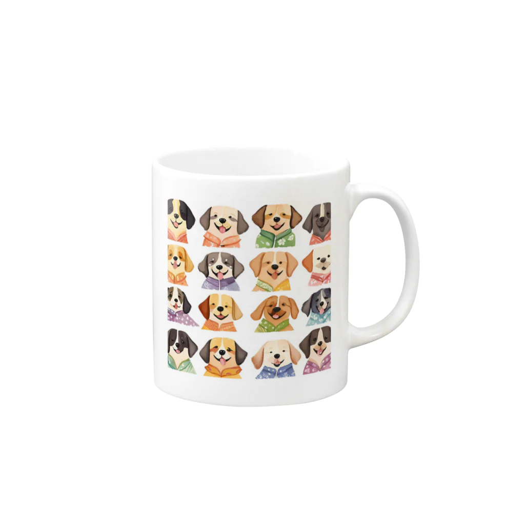 ハワイライフのアロハシャツ犬 Mug :right side of the handle