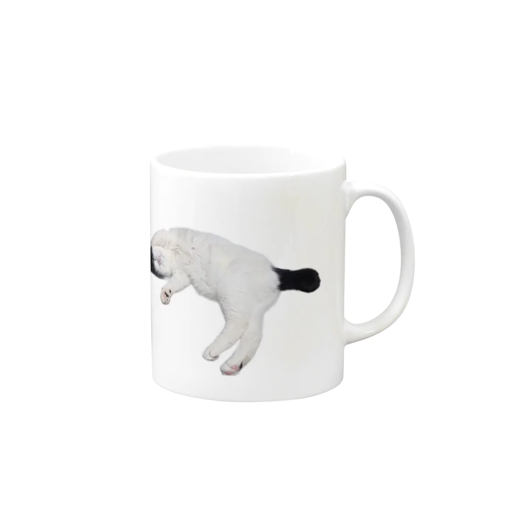 クリスタの尻尾が短い保護猫 たぬちゃん Mug :right side of the handle