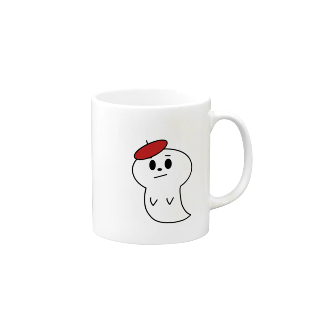 ピンキーモンキーリズムのベレー帽オバケ Mug :right side of the handle