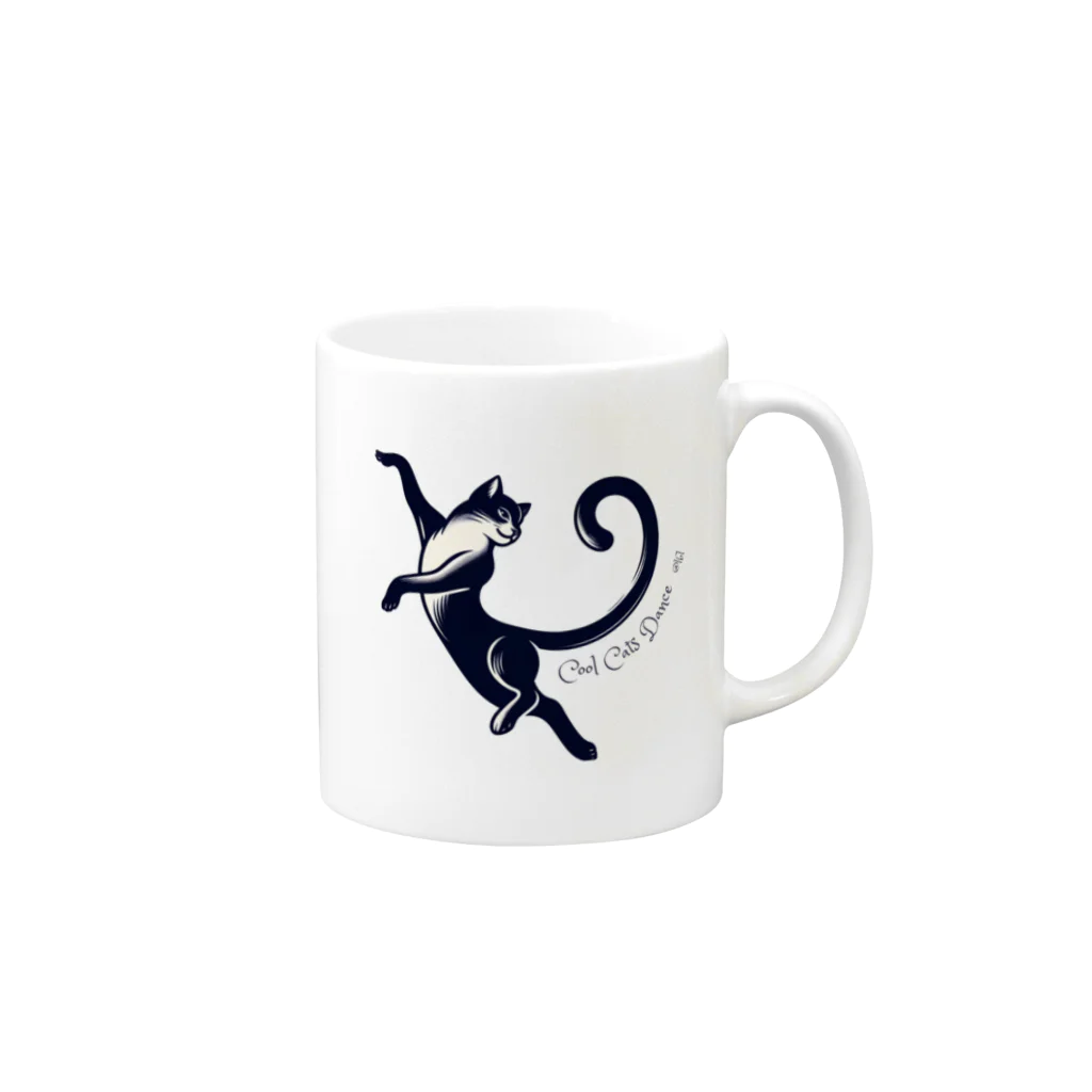 lblの猫のジャズダンス Mug :right side of the handle