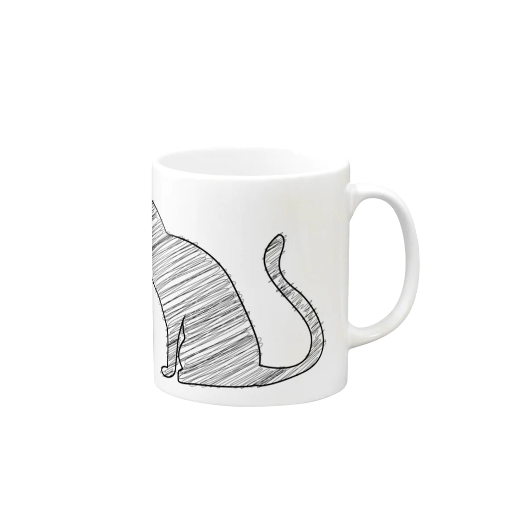 chicodeza by suzuriの線の猫 Mug :right side of the handle
