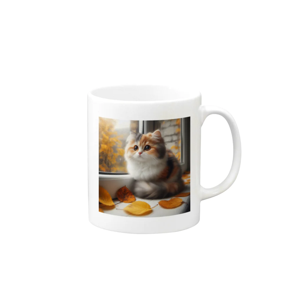 癒しの時間のかわいい三毛猫グッズ Mug :right side of the handle