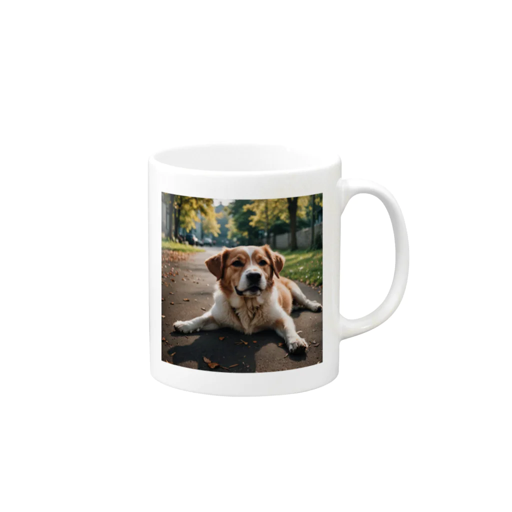 kokin0の足を広げて座る犬 Mug :right side of the handle