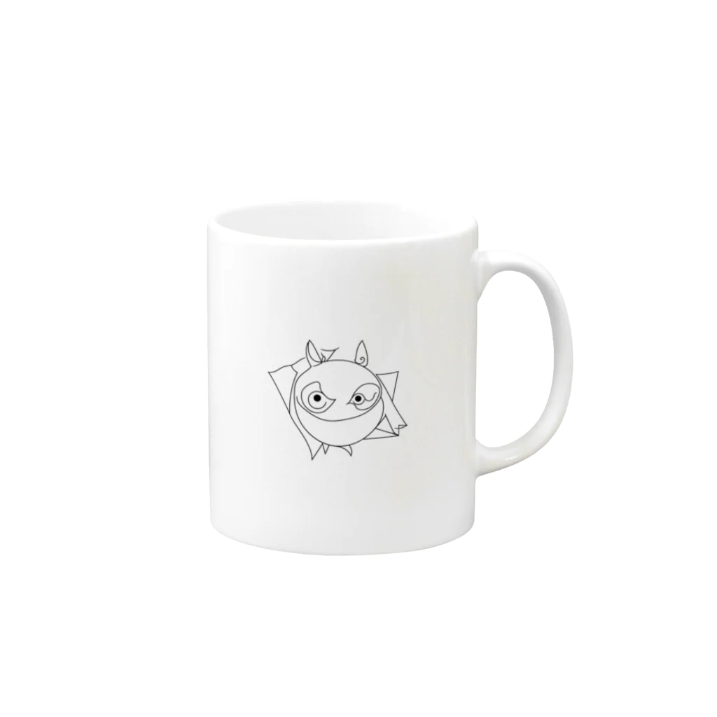 8890のラインアート　モンスター Mug :right side of the handle