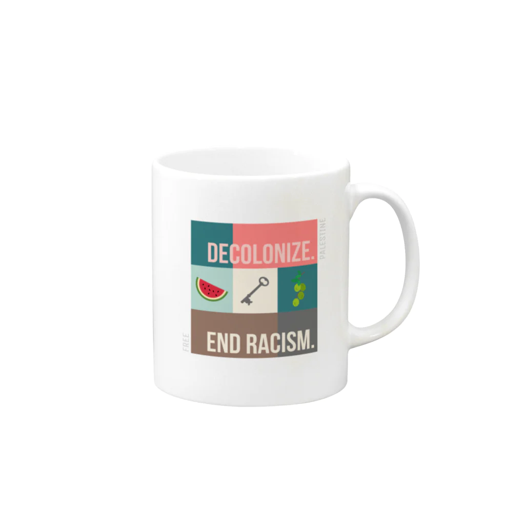 mgmのDecolonize. End Racism.（植民地主義と人種差別を終わらせよう） Mug :right side of the handle