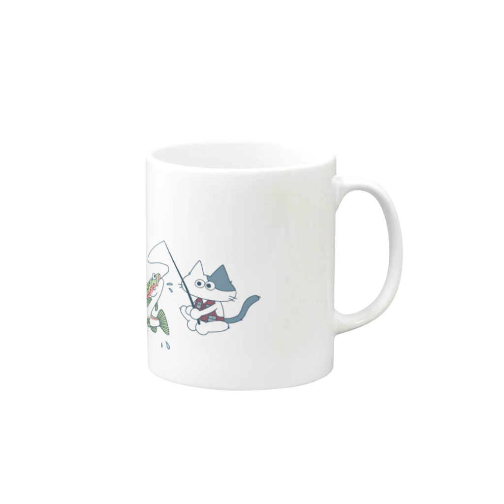 pomtoftonのFishing Cat  Mug :right side of the handle