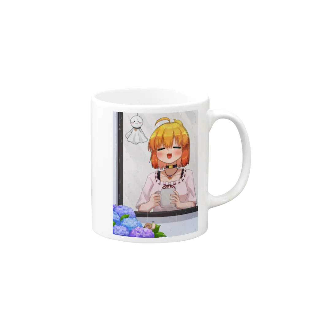 物販の梅雨明け待ち Mug :right side of the handle