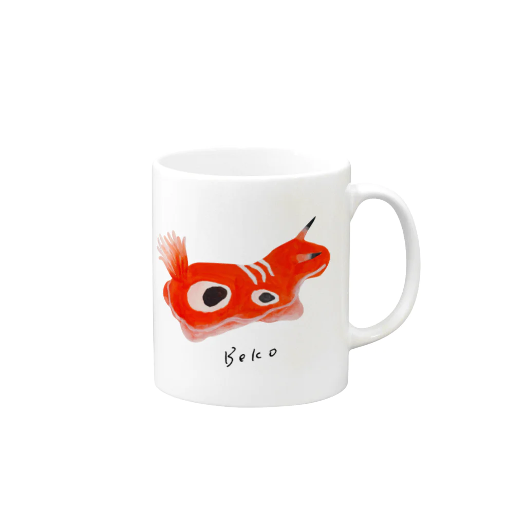 uouo の赤べこウミウシ Mug :right side of the handle