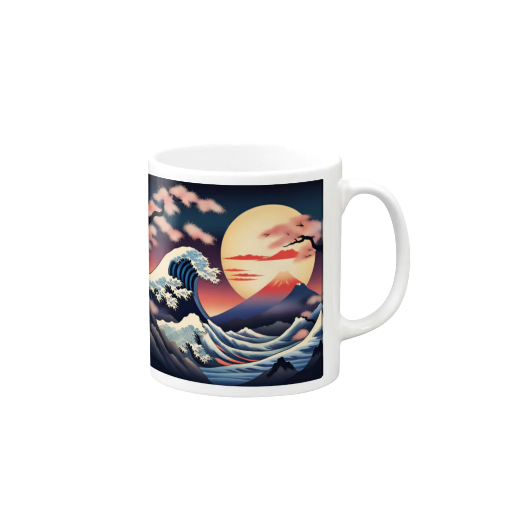 8890の浮世絵 Mug :right side of the handle