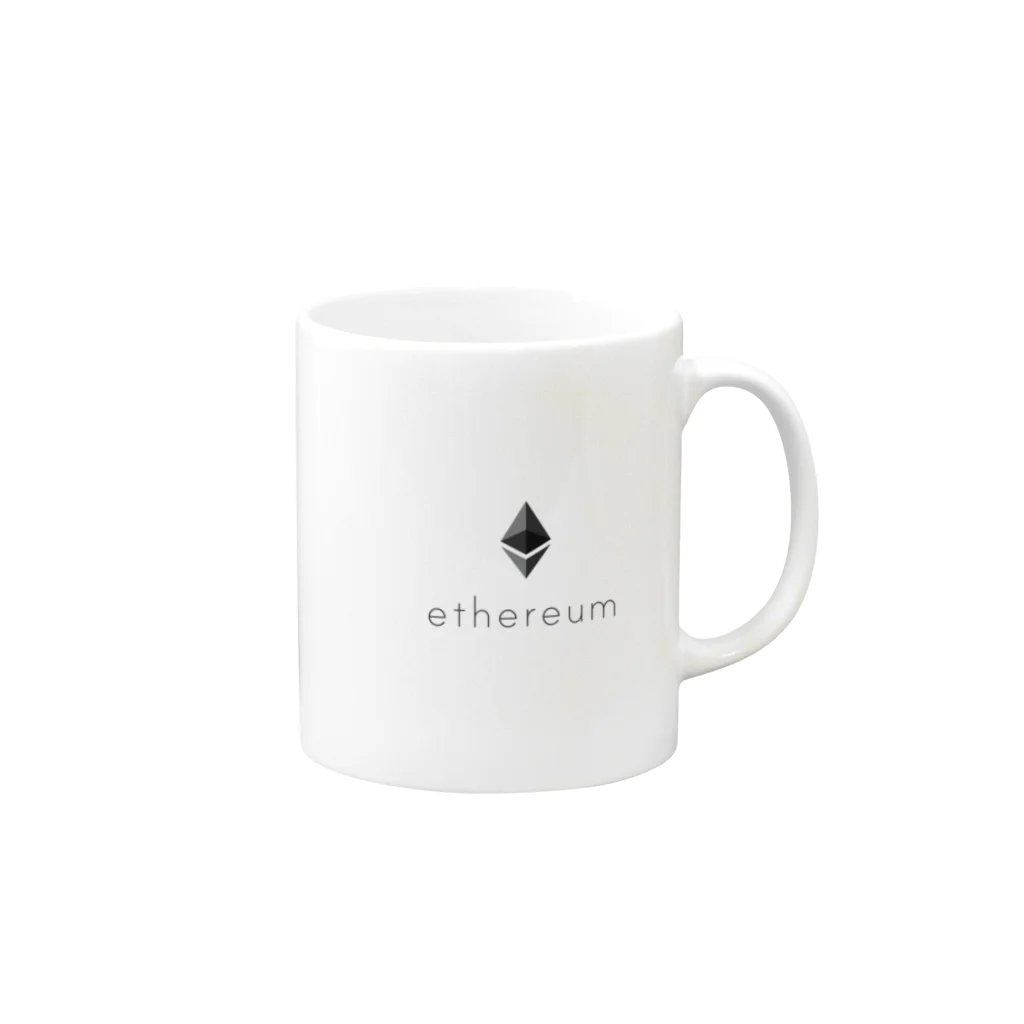 OWLCOIN ショップのEthereum イーサリアム Mug :right side of the handle