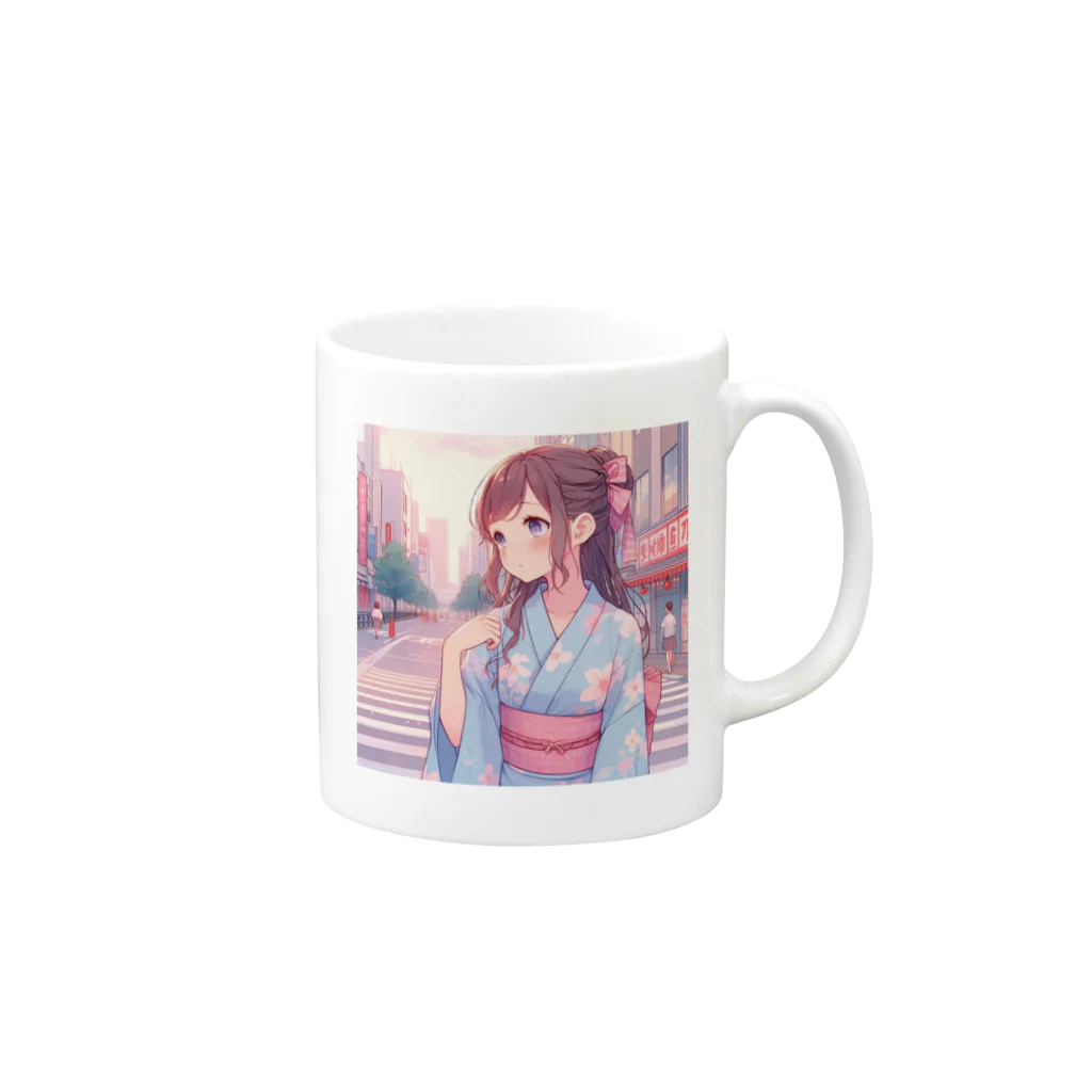 yukatagirlsの「あの人、まだかなあ？」 Mug :right side of the handle