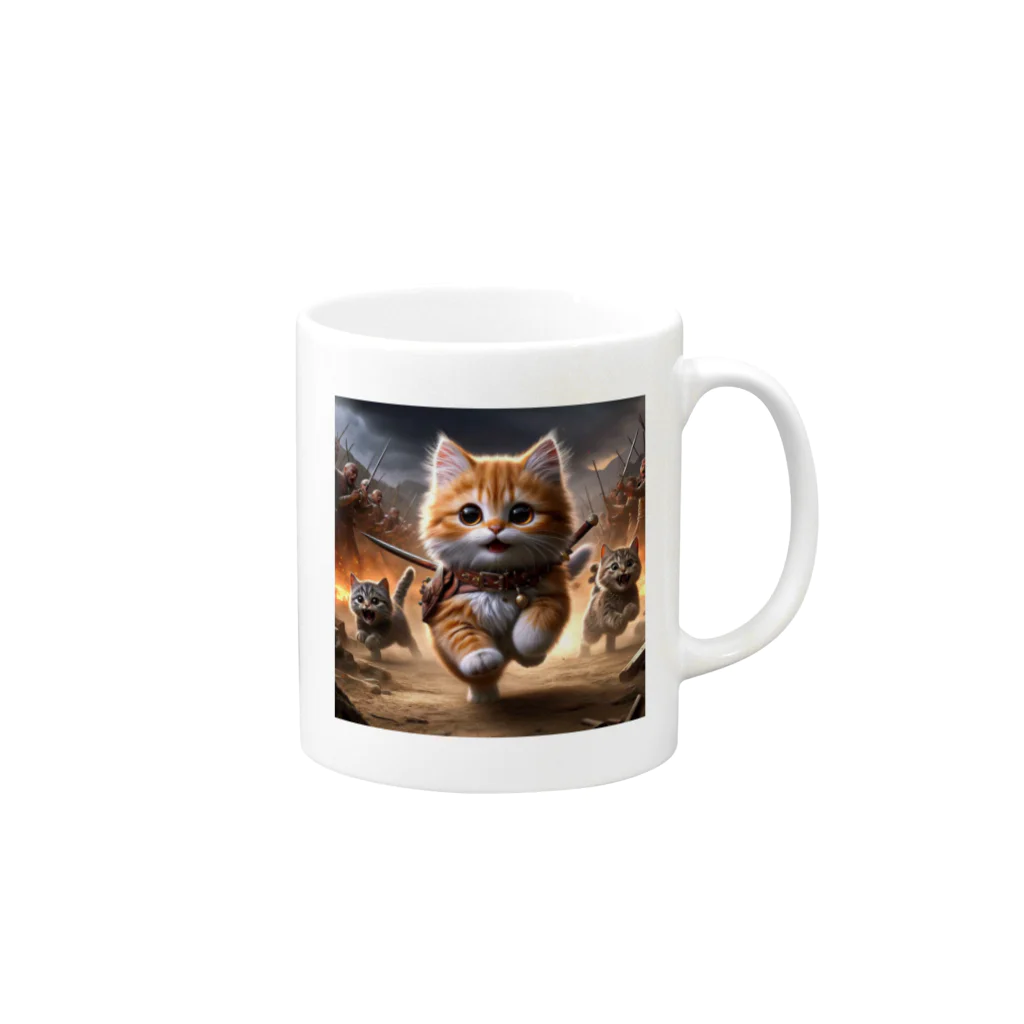 もふもふ日本史のねこ、走る Mug :right side of the handle