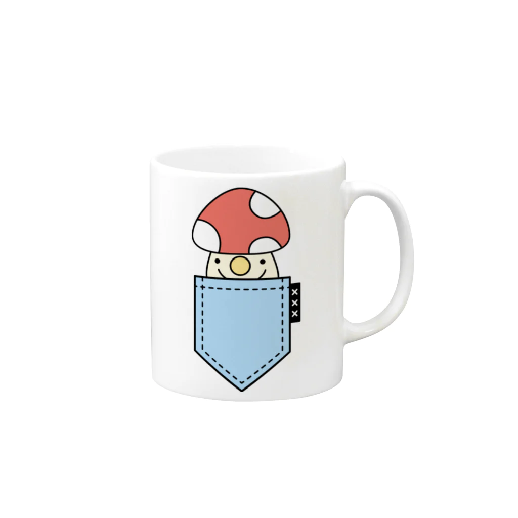 165's!!のポケットinきのこ(blue) Mug :right side of the handle