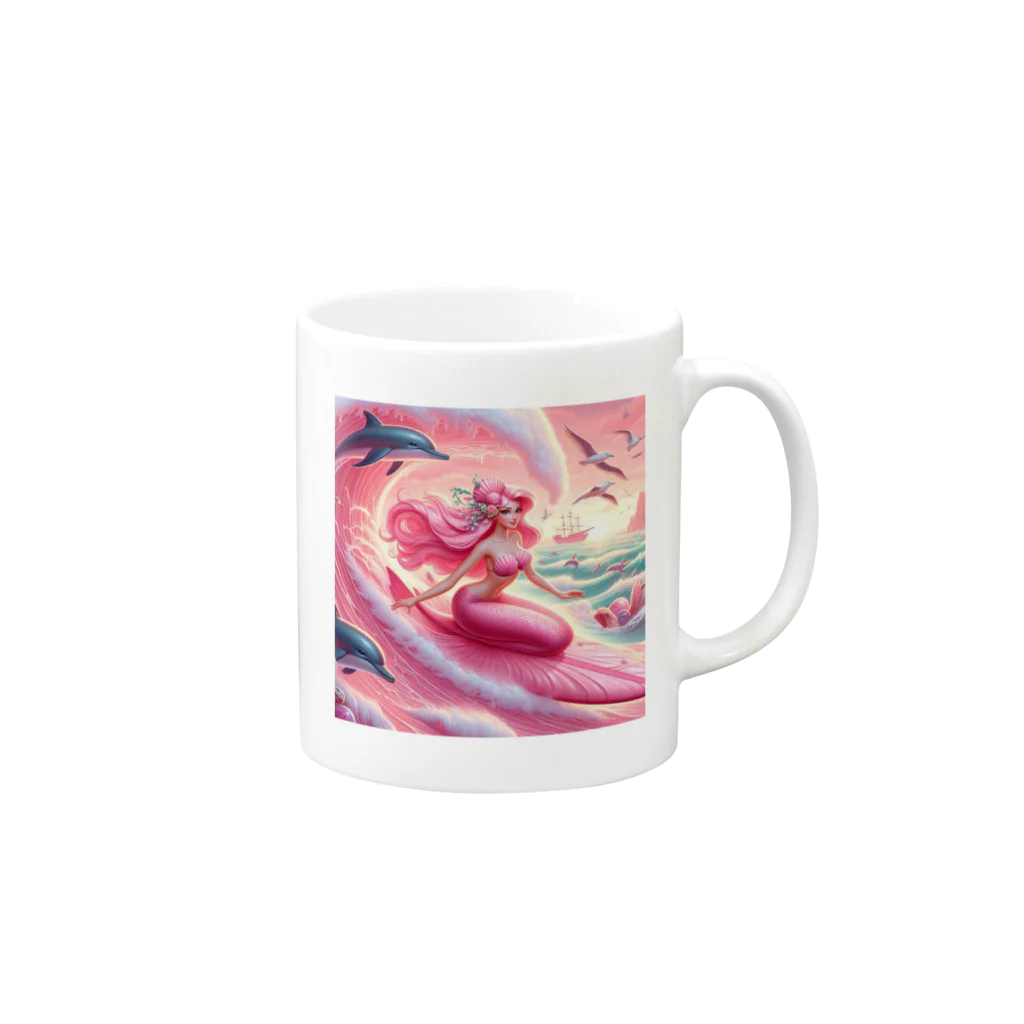 pinkgalmermaidのセクシーマーメイドサーフィン3 Mug :right side of the handle