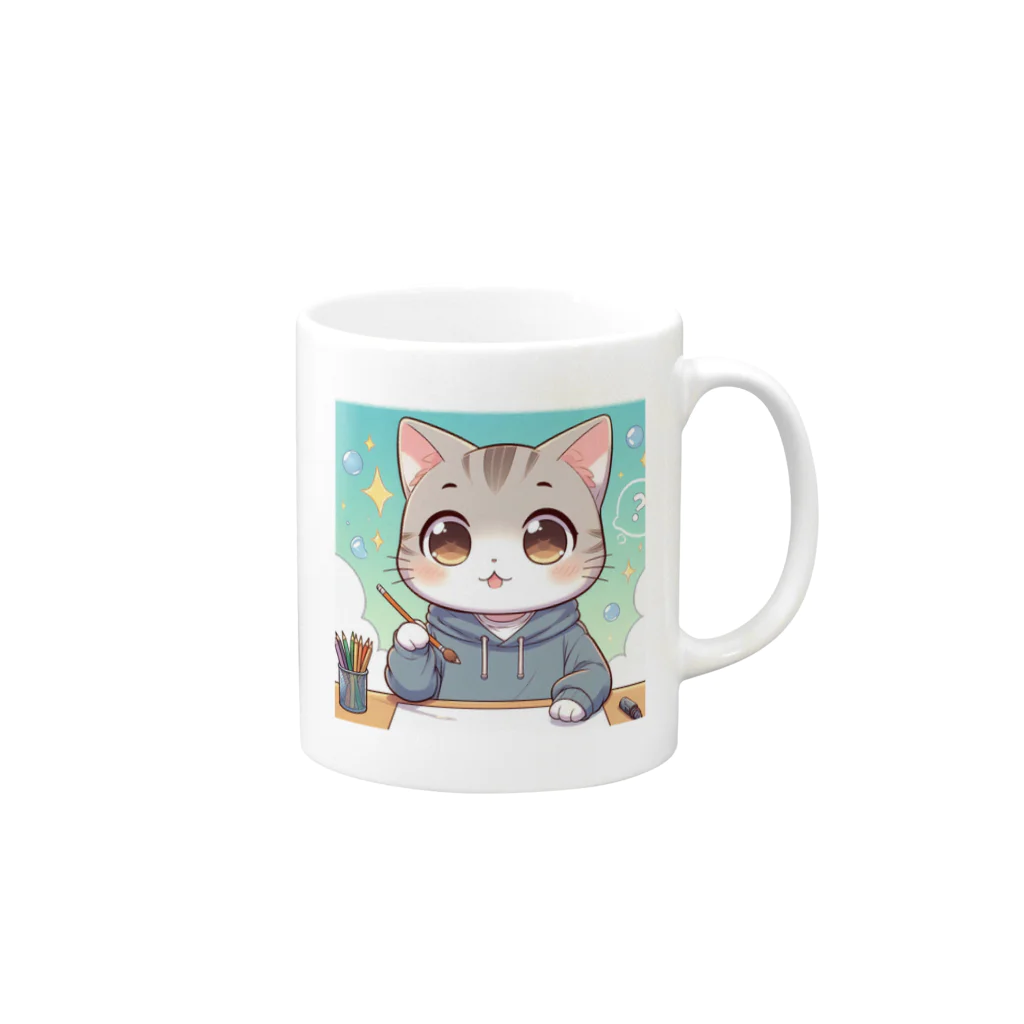 mono36cの画家にゃんこ Mug :right side of the handle