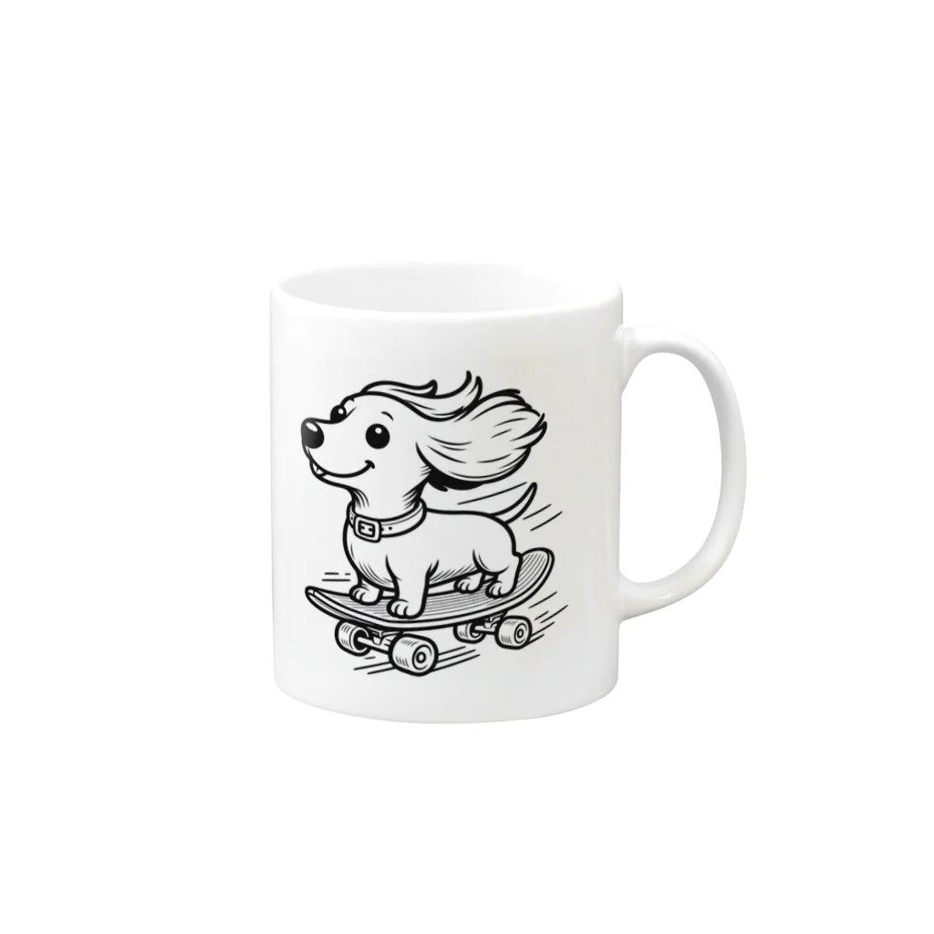 DOG is GOD のスケボー犬ライダー Mug :right side of the handle