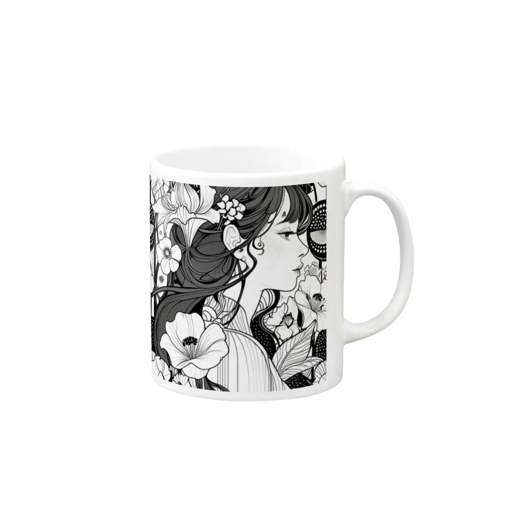 ZZRR12の花と美女 Mug :right side of the handle