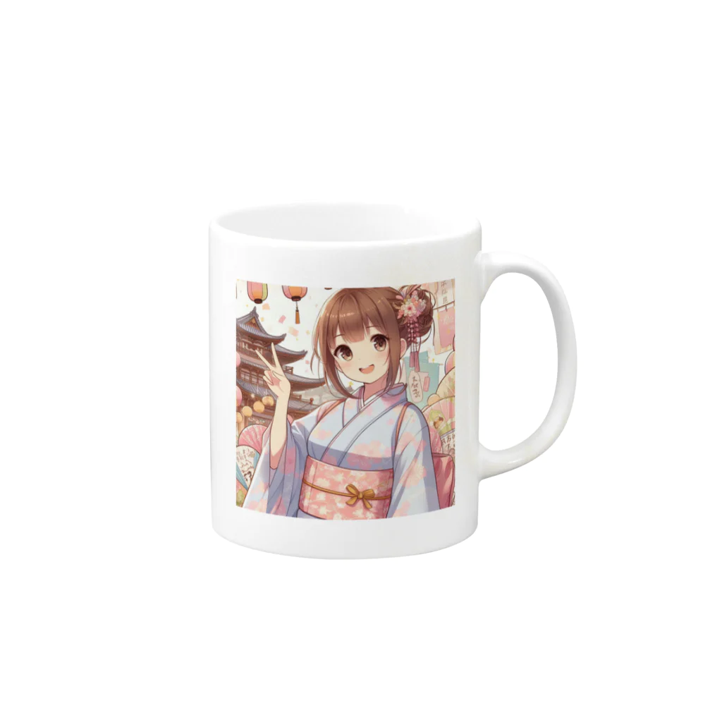 yukatagirlsのお祭り好きのＪＫ Mug :right side of the handle