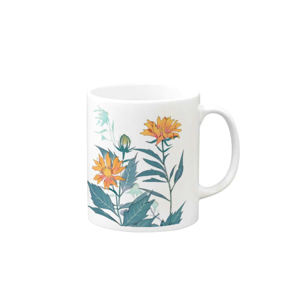 RetrowaveFlowerのRetrowaveFlower-ベニバナ- Mug :right side of the handle