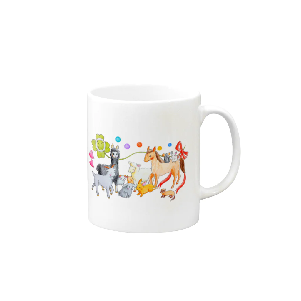 いにゃのゆかいなどうぶつたち Mug :right side of the handle