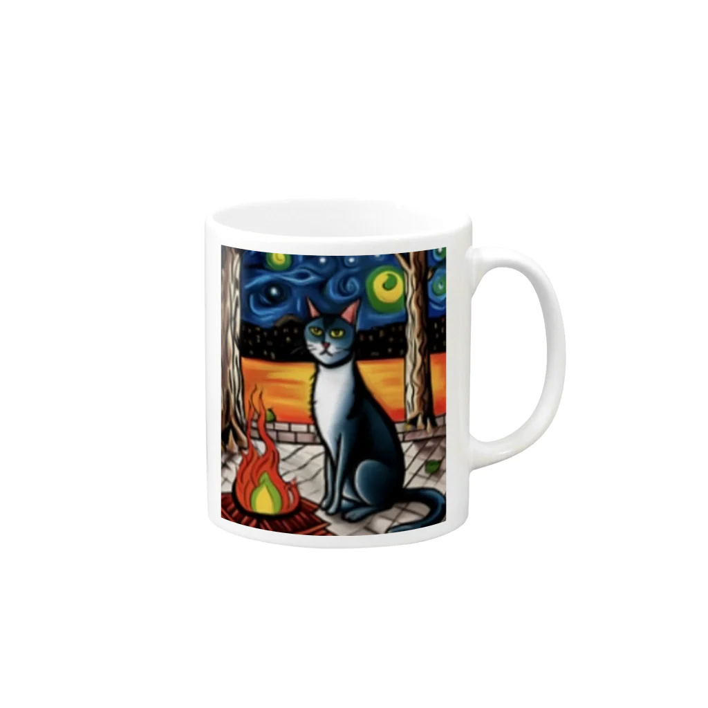 Ppit8の星に包まれる夜のアトミックファイヤー Mug :right side of the handle