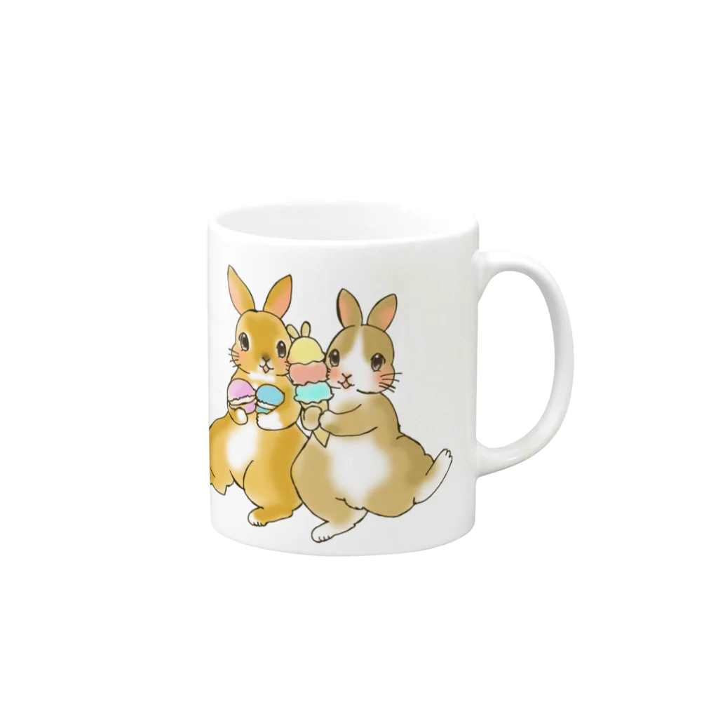 アトリエねぎやまのハニーちゃん＆モカちゃん Mug :right side of the handle