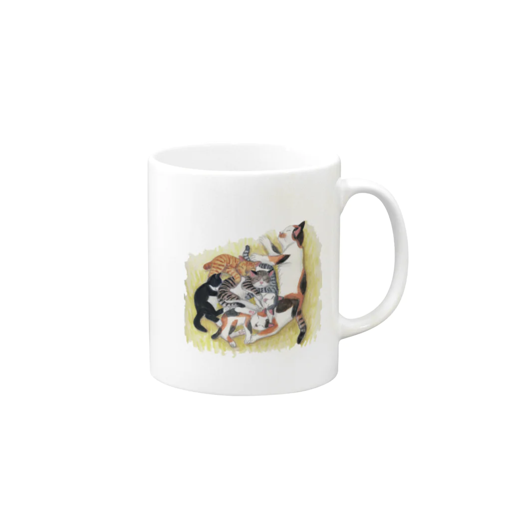 イラストレータ　佐野早津紀グッズの佐野早津紀　猫　XYZ　 Mug :right side of the handle