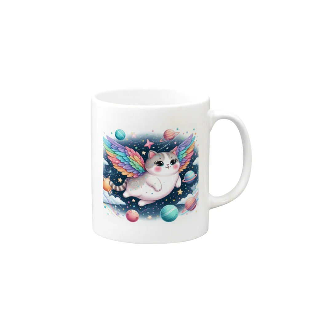 キャットパラダイス☆彡のユニ猫　宇宙空間 Mug :right side of the handle