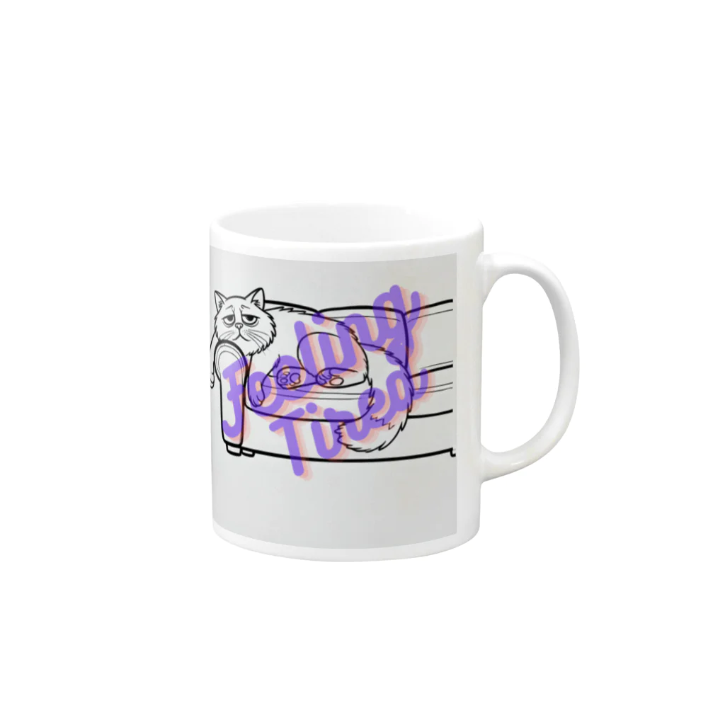 CATZOOのFeeling Tired cat Mug :right side of the handle