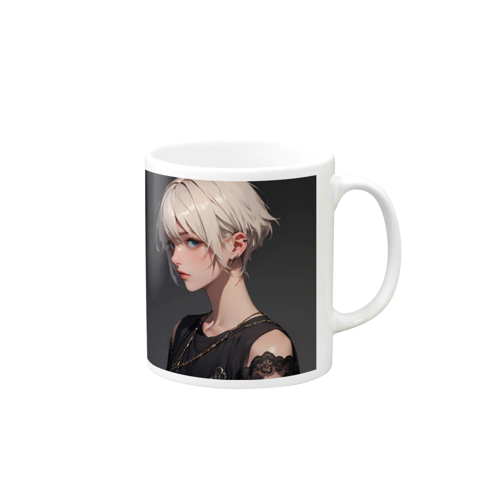 LONGSTONEのボーイッシュガール Mug :right side of the handle