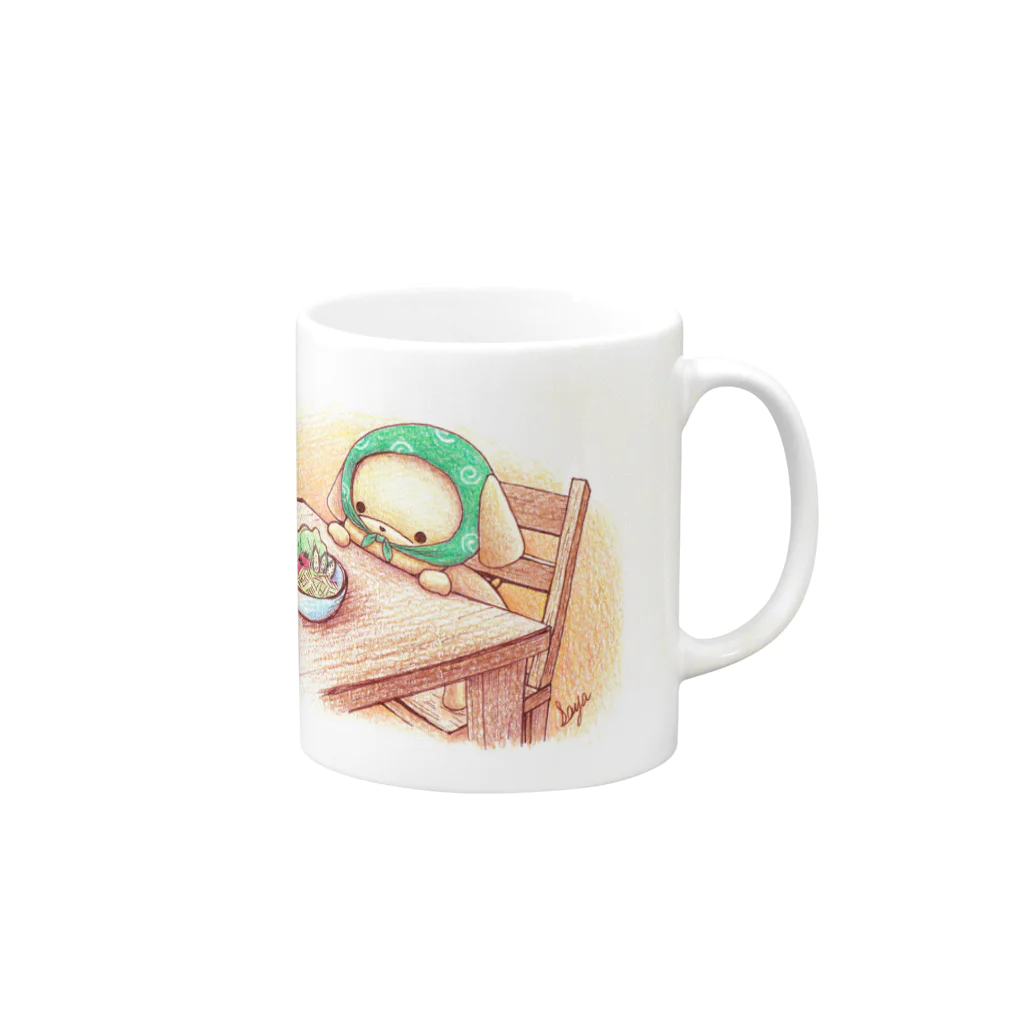 まめくろショップのお食事ドロボーココちゃん Mug :right side of the handle