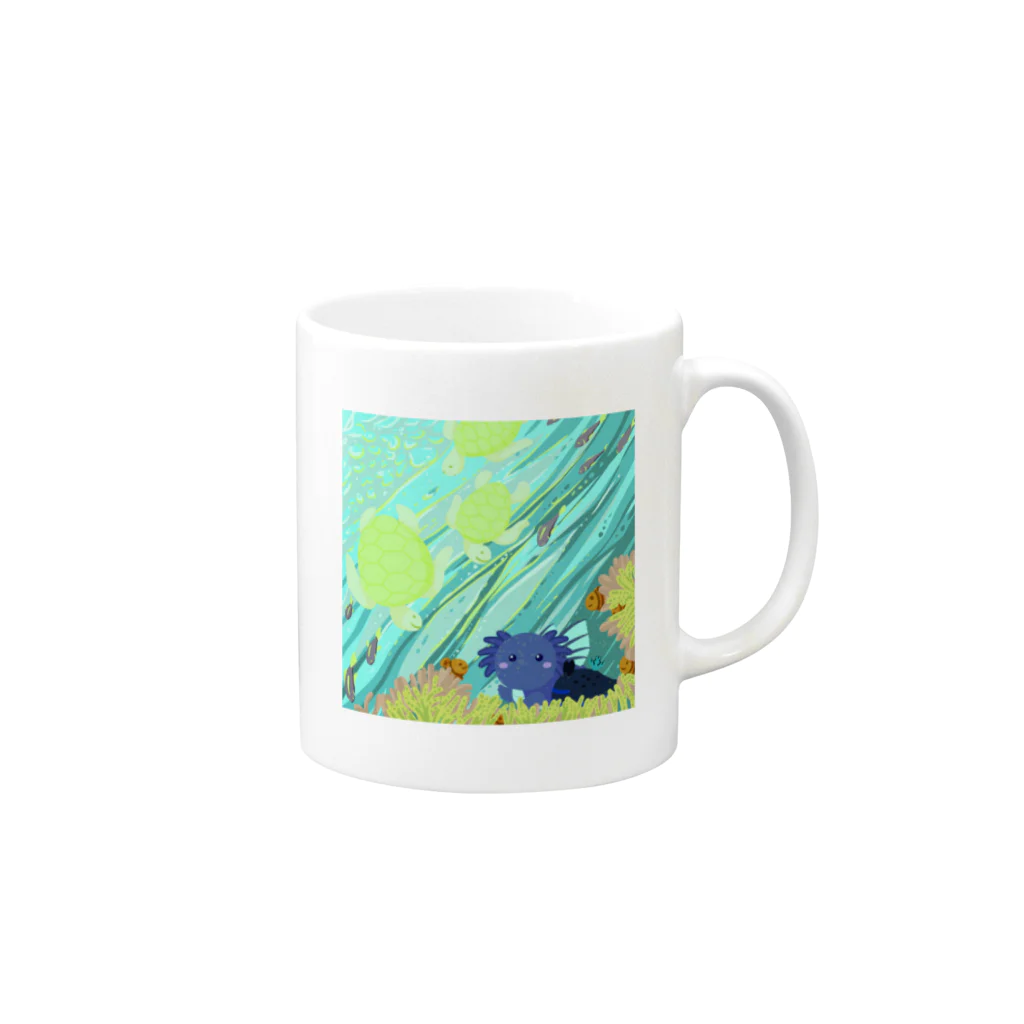 ariariartのBlue submarine【コラボ作品】 Mug :right side of the handle