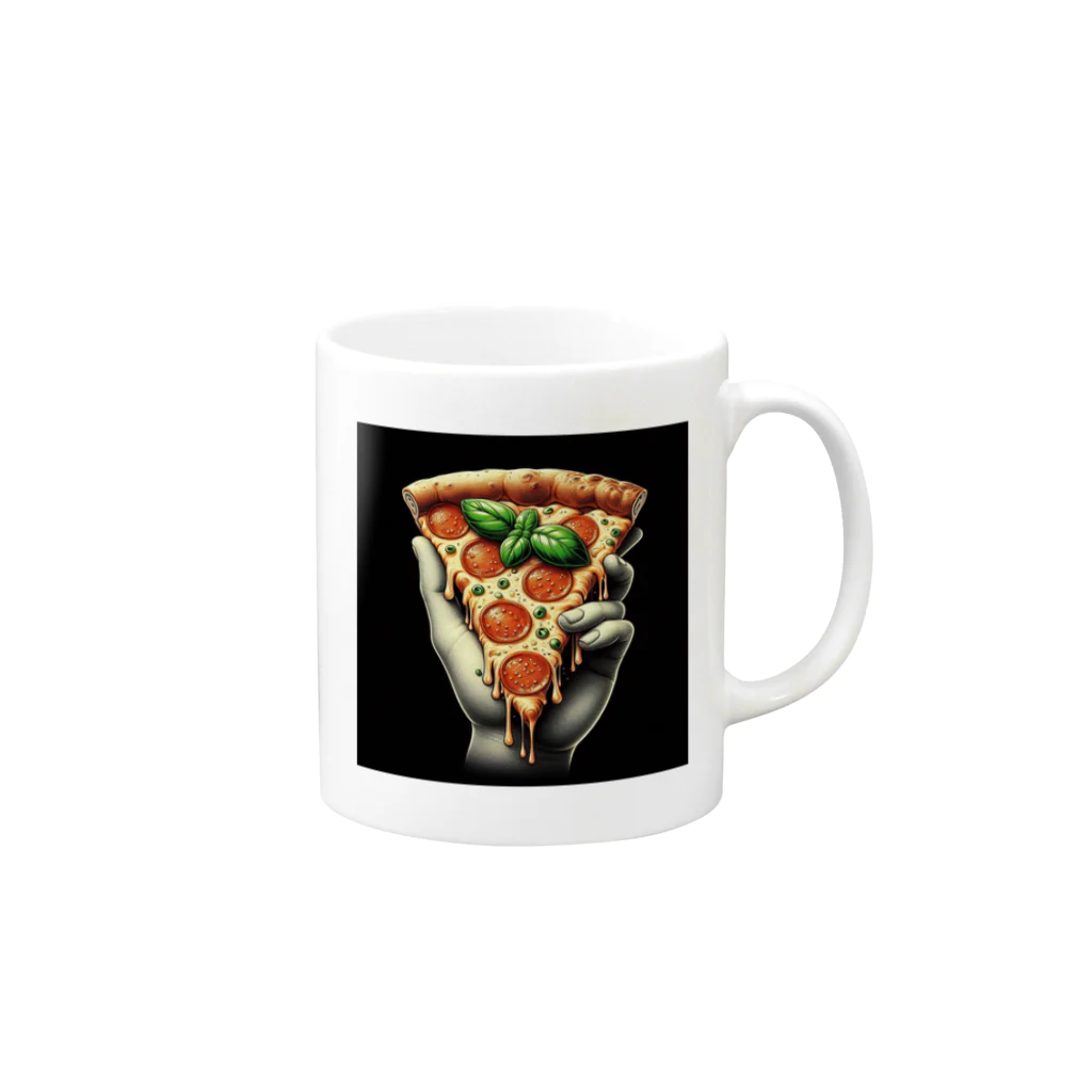 yuriseのおしゃれなpizzaのグッズ Mug :right side of the handle