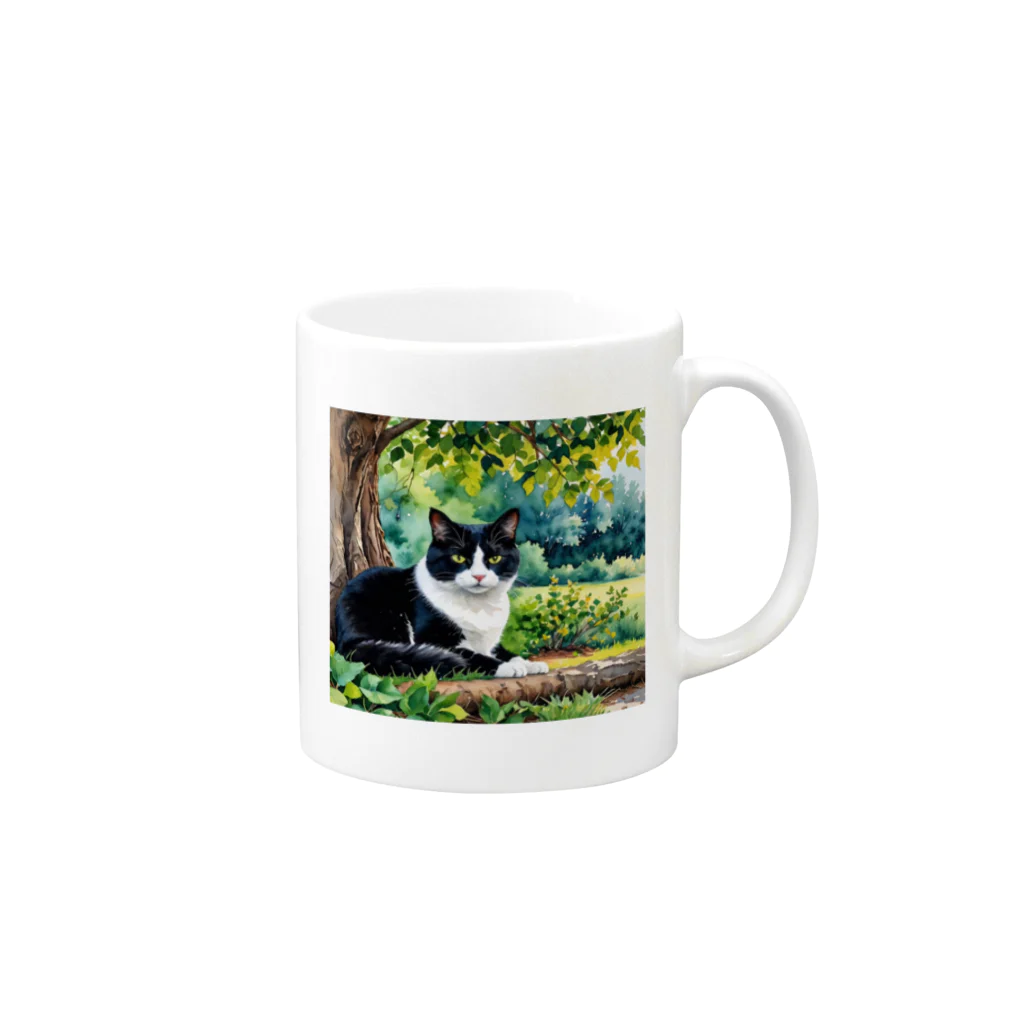 373Digital Lab shopのAI 　水彩猫 Mug :right side of the handle