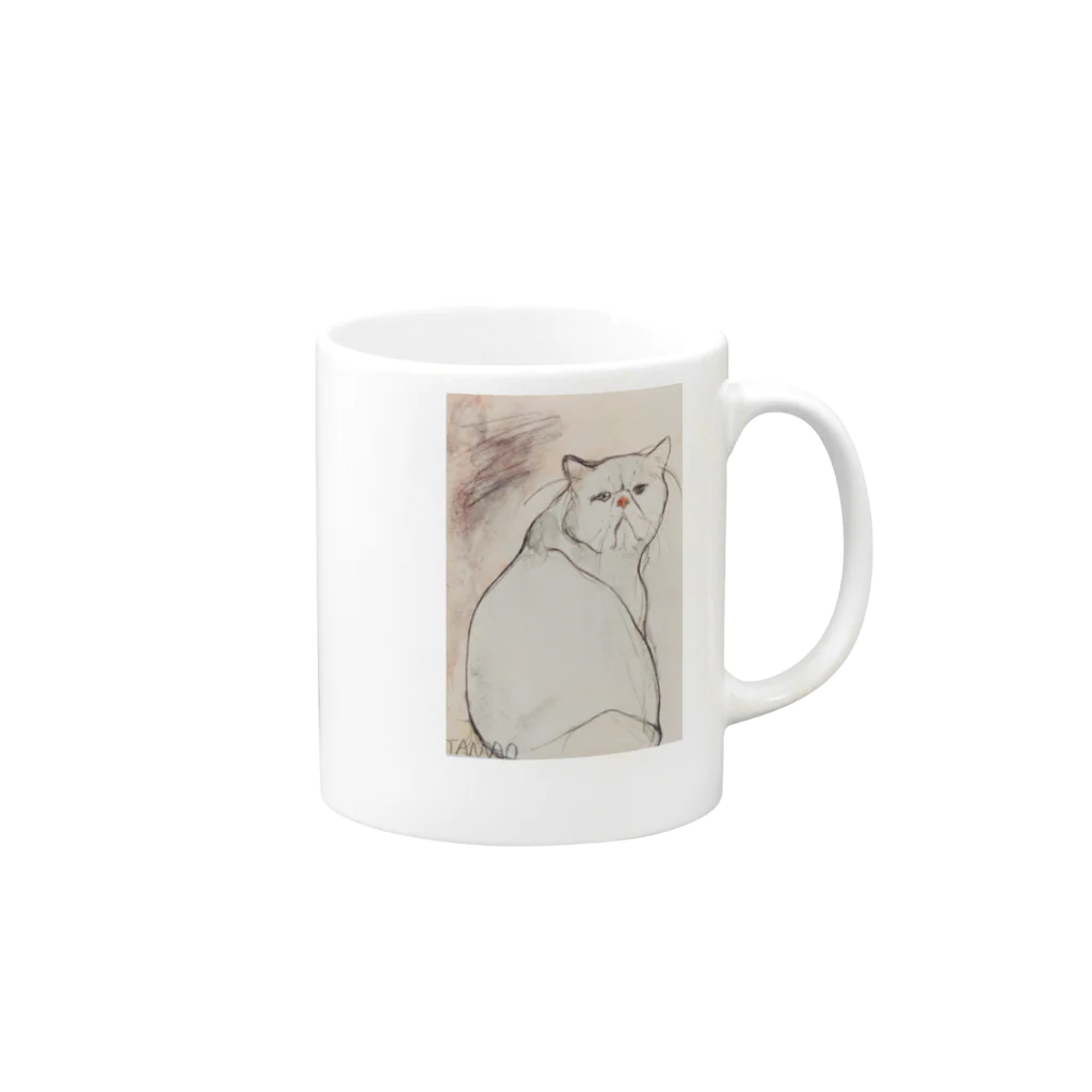 たまコロンの猫のたまさぶろう Mug :right side of the handle