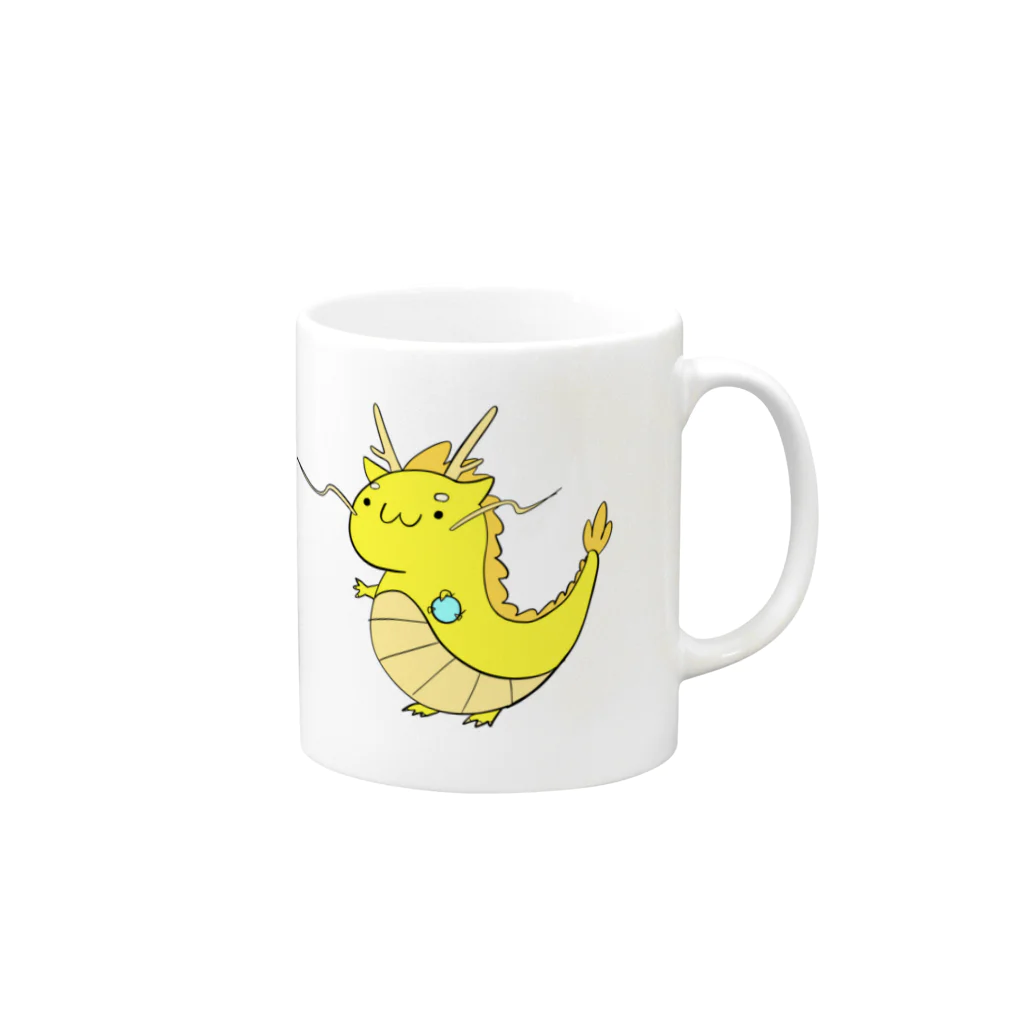 ほんわかドラゴン屋さんのほんわかドラゴン　きいろ Mug :right side of the handle