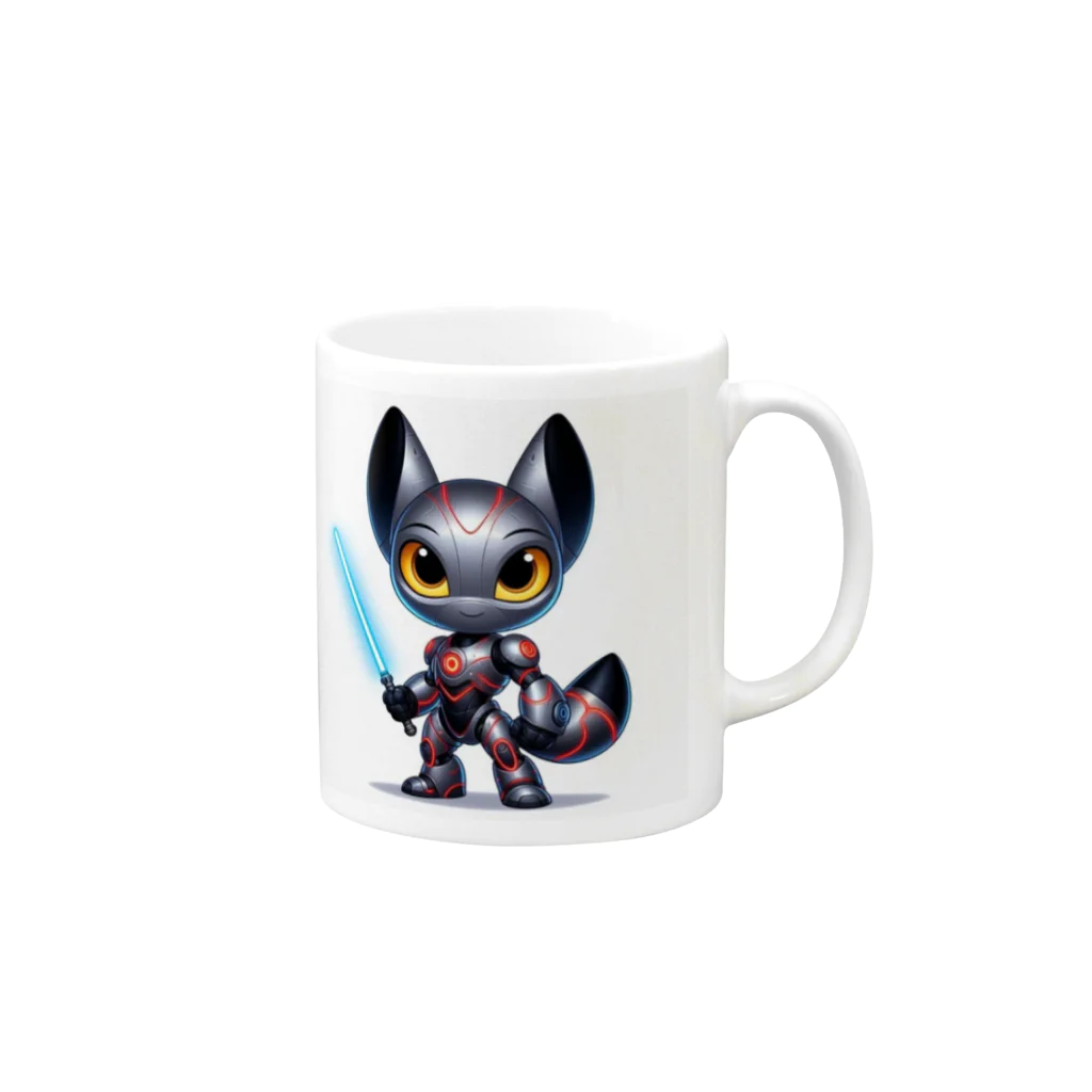 ゆうちゃんNFTいいねの耳長フェネックちゃんヒーローバージョン Mug :right side of the handle