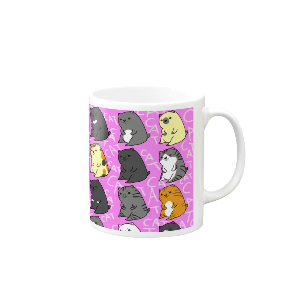 黒NEKOショップのねこねこーんいっぱい Mug :right side of the handle