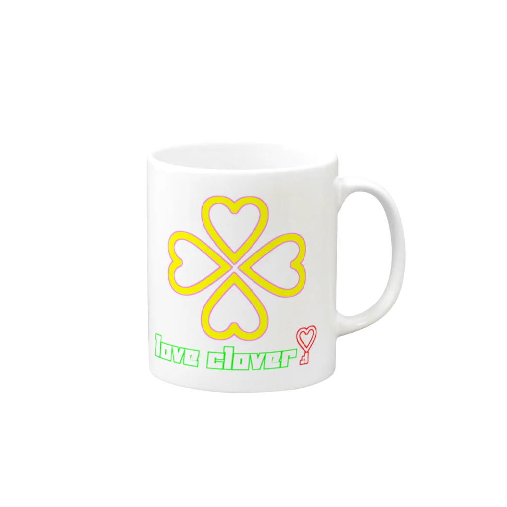 PANDA店長「1号店」の LOVE Clover🍀 Mug :right side of the handle