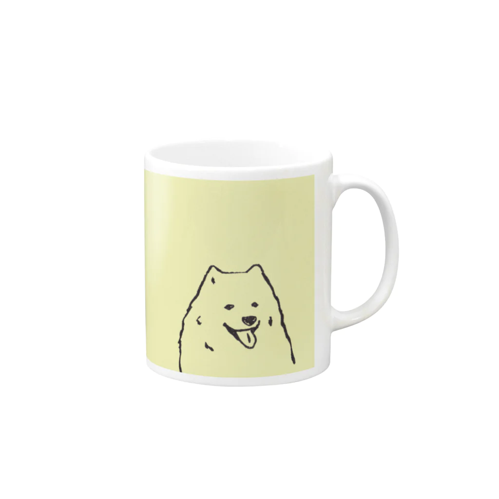 消しゴムはんこのエピリリのサモエド Mug :right side of the handle