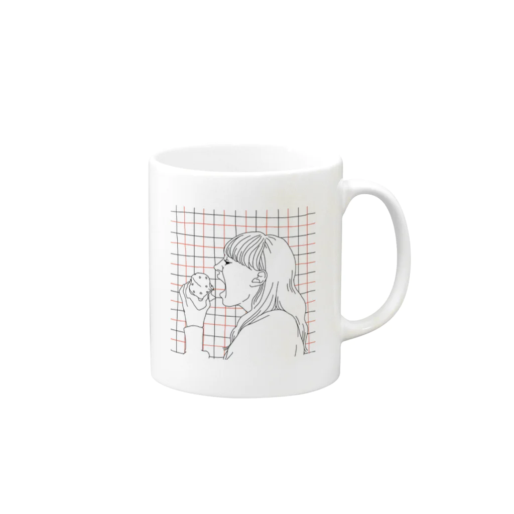 はねまる ショップのbig bites Mug :right side of the handle