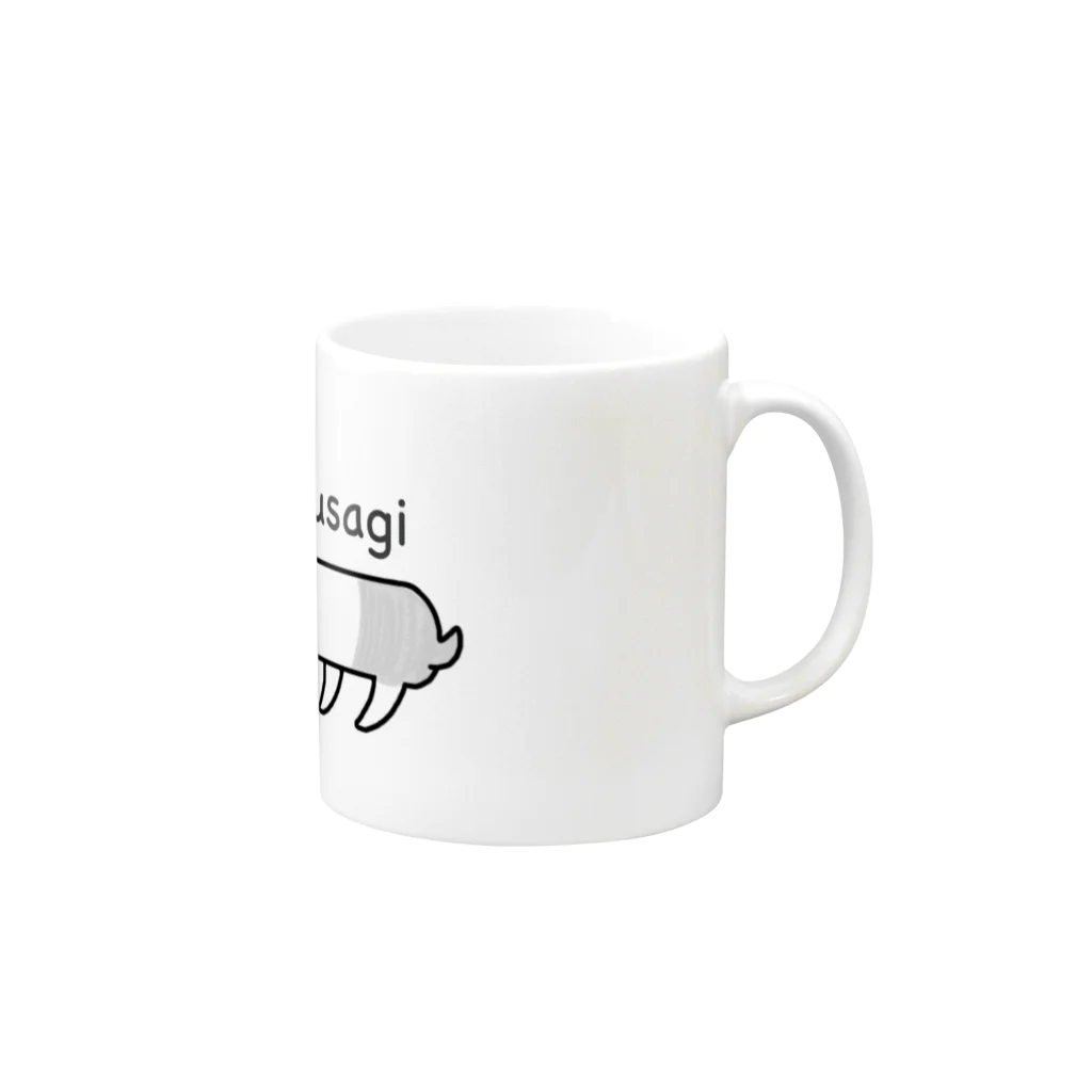 ねこたの長いうさぎ文字入り（たちみみ） Mug :right side of the handle