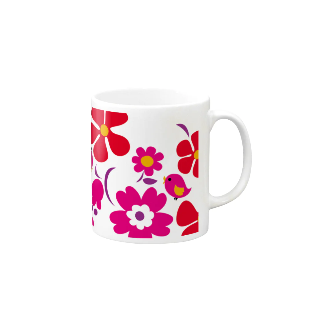 dandyism-neco.com goodsの大きな花柄マグカップ Mug :right side of the handle