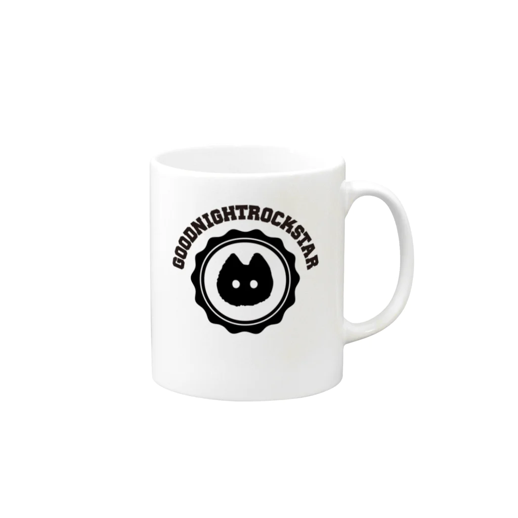 GOODNIGHT ROCKSTARのくろねこちゃん【淡色用】 Mug :right side of the handle